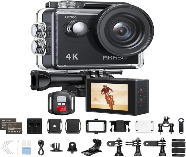 EK7000 4K30FPS Action Camera Ultra HD Underwater Camera 170 Degree Wide Angle 98FT Waterproof Camera