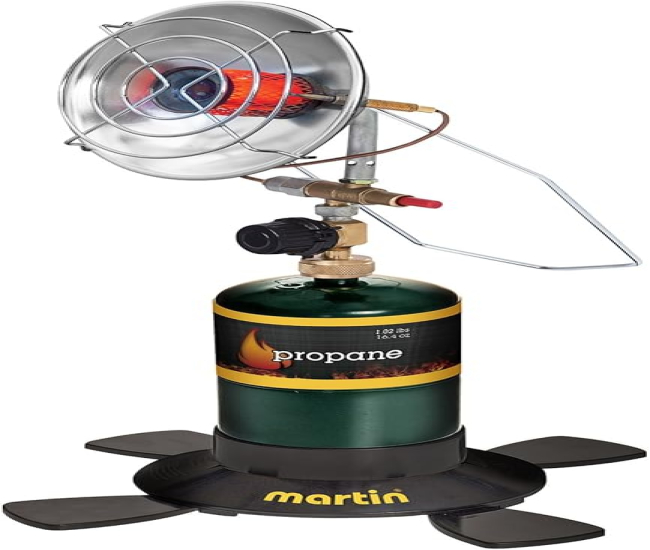 MARTIN Portable Infrared Propane Heater | Camping Accessories | Overheat Protection | Cordless Heater for Camping Fishing Backpacking Hiking Hunting Survival Emergency | Compact & Powerful | 3,100 BTU