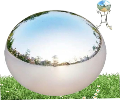 Gazing Ball 10 Inch, Stainless Steel Gazing Globe, 360° Mirror Reflective Garden Sphere, Hollow Garden Globe for Garden Patio Lawn Outdoor, Mirror Ball