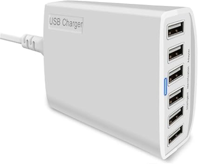 USB Desktop Charger XDCDHM 60 Watt 12A 6-Port High Speed Travel Wall Charger Multi-Port USB Charger Hub Charging Station for Apple iPhone/iPad Air/Samsung/Tablets and More