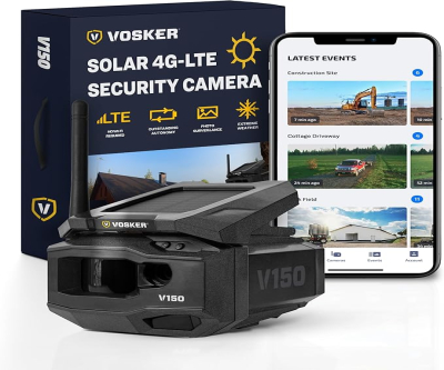 VOSKER V150 Solar-Powered LTE Cellular Security Camera | Motion activated sensor wireless camera | Receive Photos on Your Mobile App (Weather-Resistant IP65) (V150)