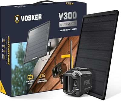 VOSKER V300 Ultimate 4G-LTE Autonomous Security Camera | High-Capacity 15,000 mAh External Solar Power Bank | SIM Card Included | No Wi-Fi Needed | Live Streaming