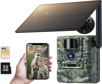 XTU Cellular Trail Camera 4G LTE - 2K Game Camera Built-in SIM Card with 940nm No Glow Night Vision Motion Activated 0.2s Trigger, Solar Power IP66 Waterproof APP Control Live Streaming